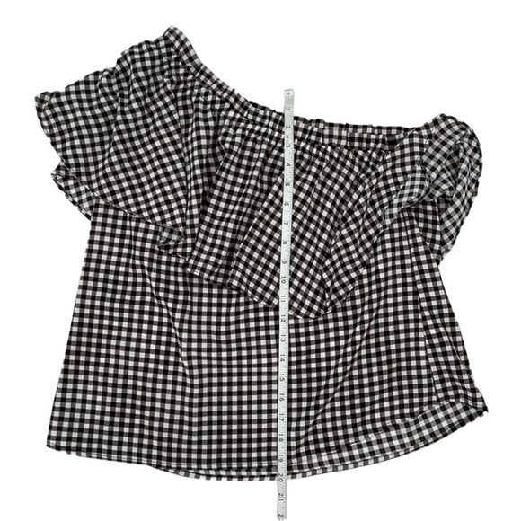 BP Black & White Gingham One Shoulder Blouse - Picture 4 of 8